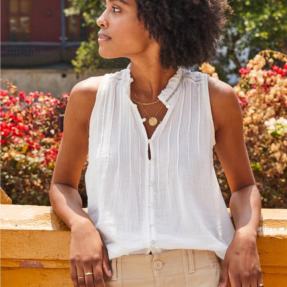 Faherty Sleeveless Peasant Blouse